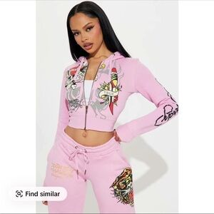 Pink Graphic Hoodie and Joggers Set